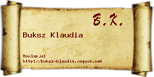 Buksz Klaudia névjegykártya